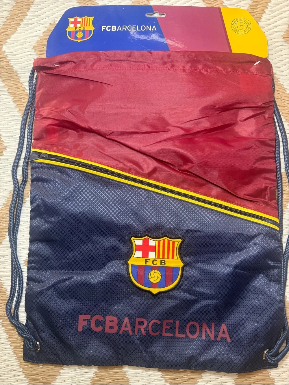 Rhinox FC Barcelona Soccer Drawstring Bag Burgundy/Navy Official Licensed